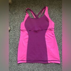 lululemon athletica Pink and Purple Striped Athletic Tank